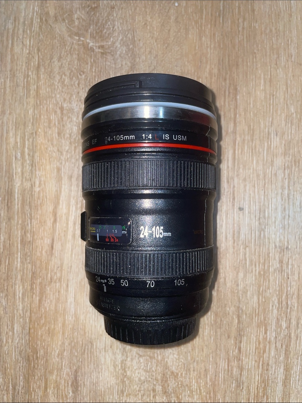 Black Travel Cup Styled Like Camera Lens - Black